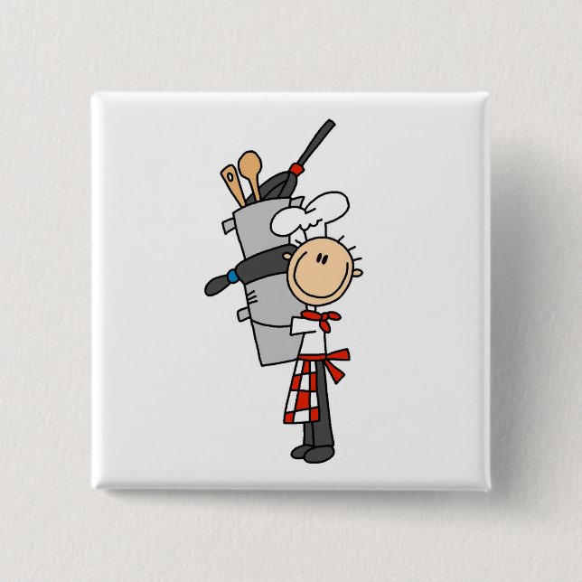 Chef With Pots and Pans 15 Cm Square Badge (Front)