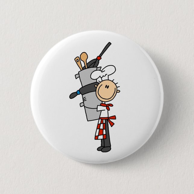 Chef with Pots and Pans Buttons (Front)
