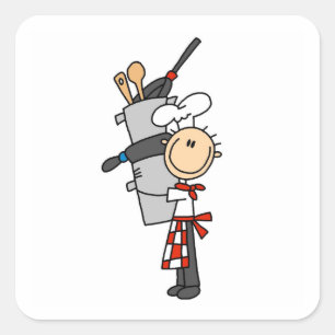 Chef With Pots and Pans Square Sticker