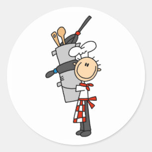 Chef with Pots and Pans Stickers