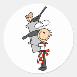 Chef with Pots and Pans Tshirts and Gifts Classic Round Sticker