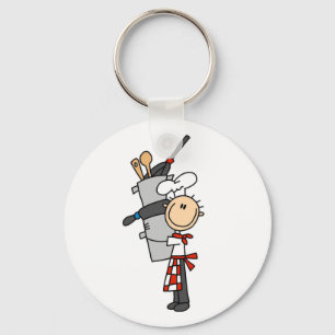 Chef with Pots and Pans Tshirts and Gifts Key Ring