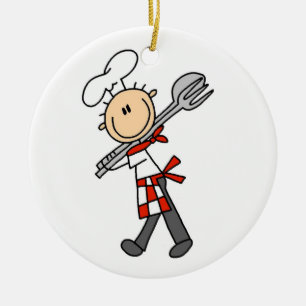 Chef With Salad Tongs Ceramic Tree Decoration