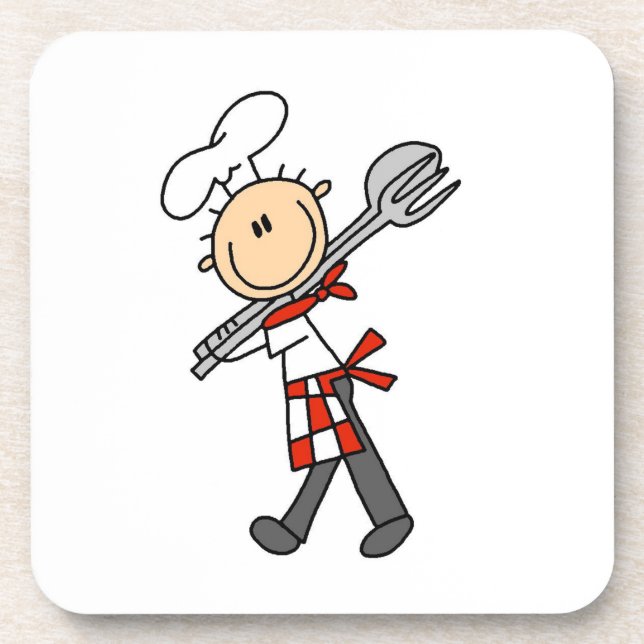 Chef With Salad Tongs Coaster (Front)