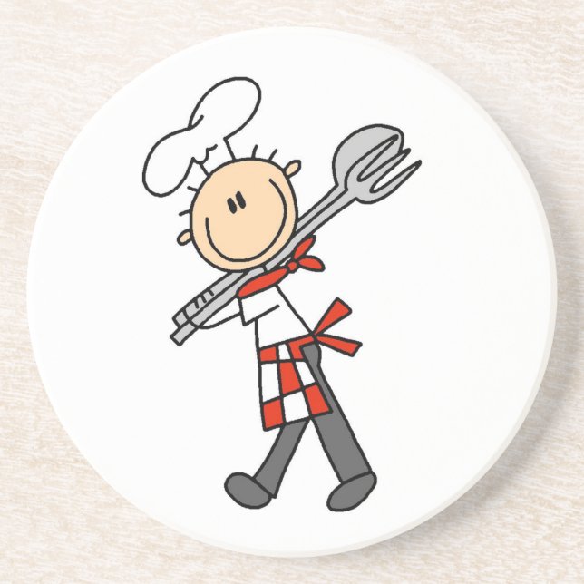 Chef With Salad Tongs Coaster (Front)