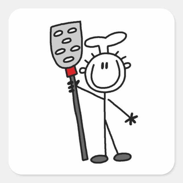 Chef With Spatula Square Sticker (Front)