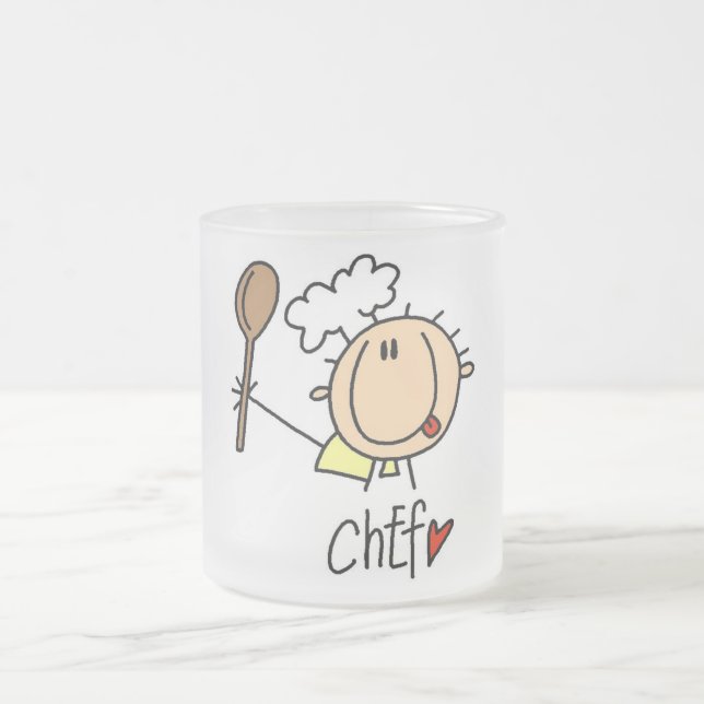 Chef With  Spoon Tshirts and Gifts Frosted Glass Coffee Mug (Center)