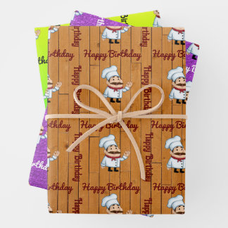 Chef Wrapping Paper Flat Sheet Set of 3