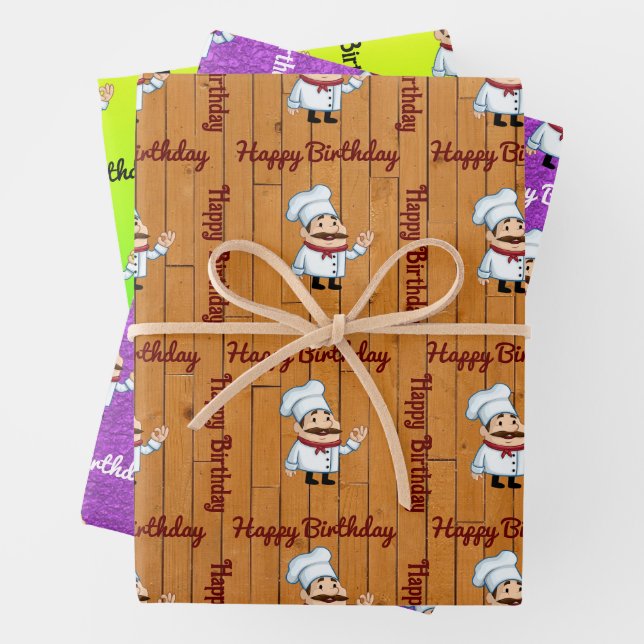 Chef Wrapping Paper Flat Sheet Set of 3 (In situ)