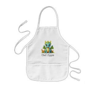 Chef Zippie Green Blue Baby Dragon Kids Apron