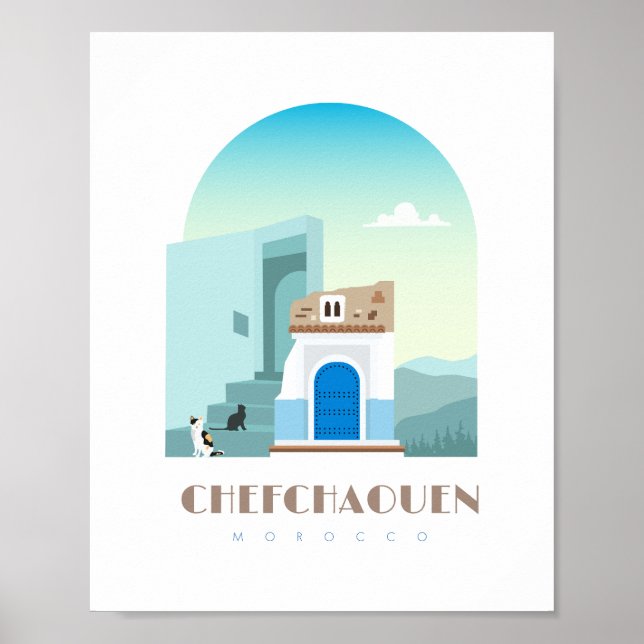 Chefchaouen city morocco Skyline Poster (Front)