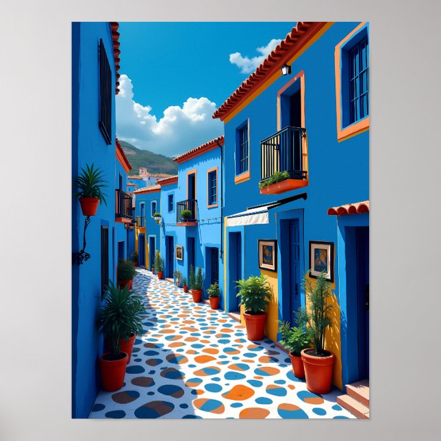Chefchaouen Moroccan Blue City - Vibrant Travel Poster (Front)
