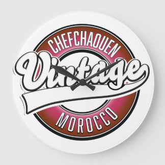 chefchaouen morocco vintage logo large clock