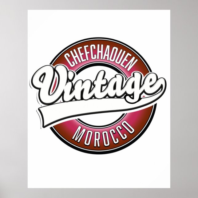 chefchaouen morocco vintage logo poster (Front)