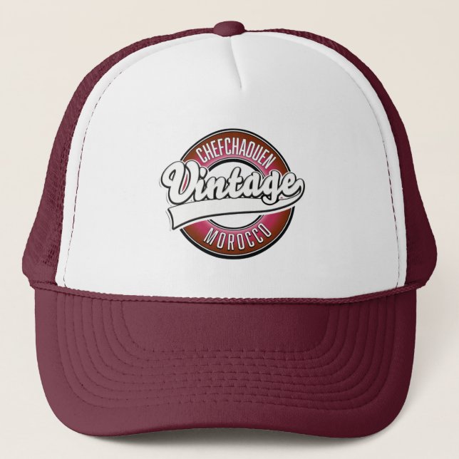 chefchaouen morocco vintage logo trucker hat (Front)