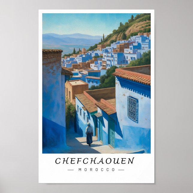 Chefchaouen Morocco Wall Art, Blue City Poster (Front)