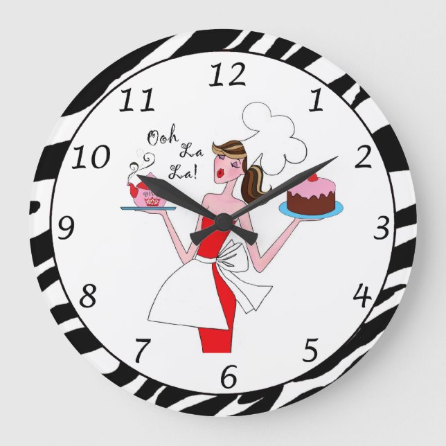"Chefista Diva” Ooh La La! Large Clock (Front)