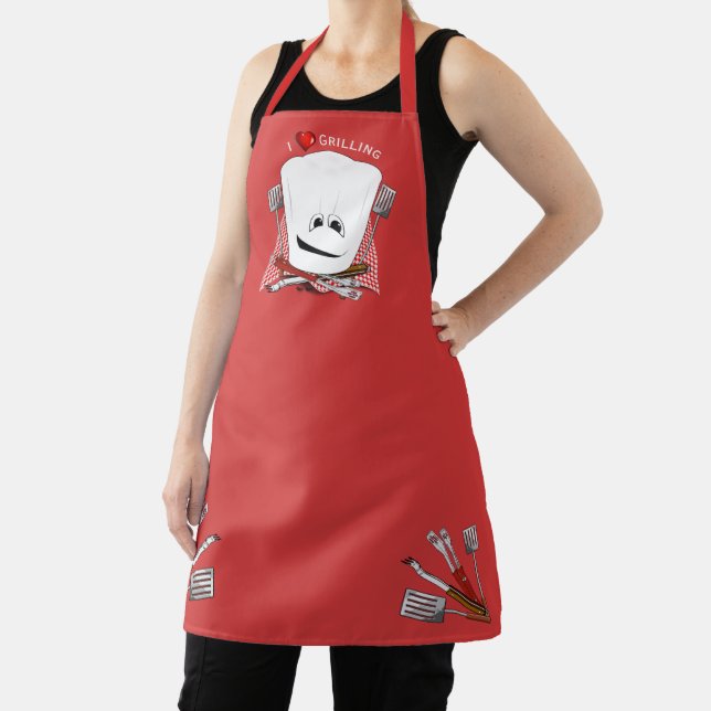 Chefs Hat and BBQ Tools Grilling Apron (Insitu)