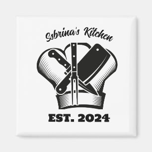Chef's Hat and Knife Customisable Kitchen Magnet