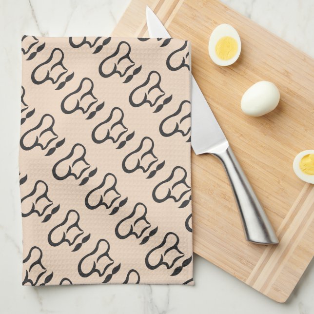 Chef's Hat and Moustache Tea Towel (Quarter Fold)