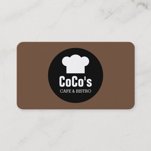 Chef's Hat Circle - Coffee Colour 6F4E37 Business Card (Front)