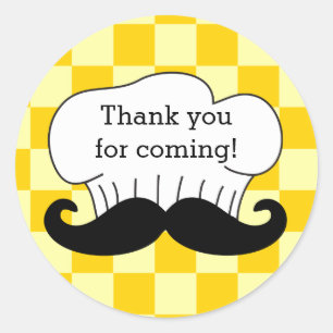 Chef's Hat Moustache Italian Pizza Party Thank You Classic Round Sticker