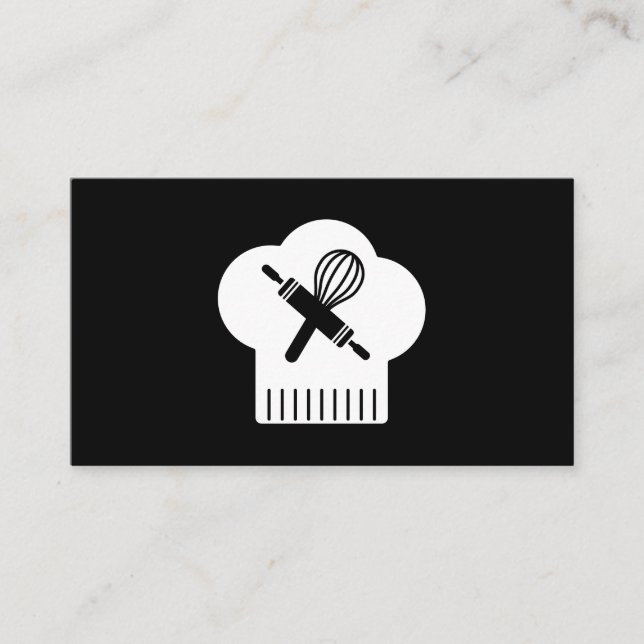 Chefs Hat Rolling Pin Whisk Business Card (Front)