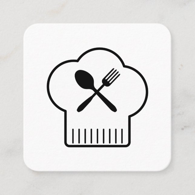 Chefs Hat Silverware Square Business Card (Front)