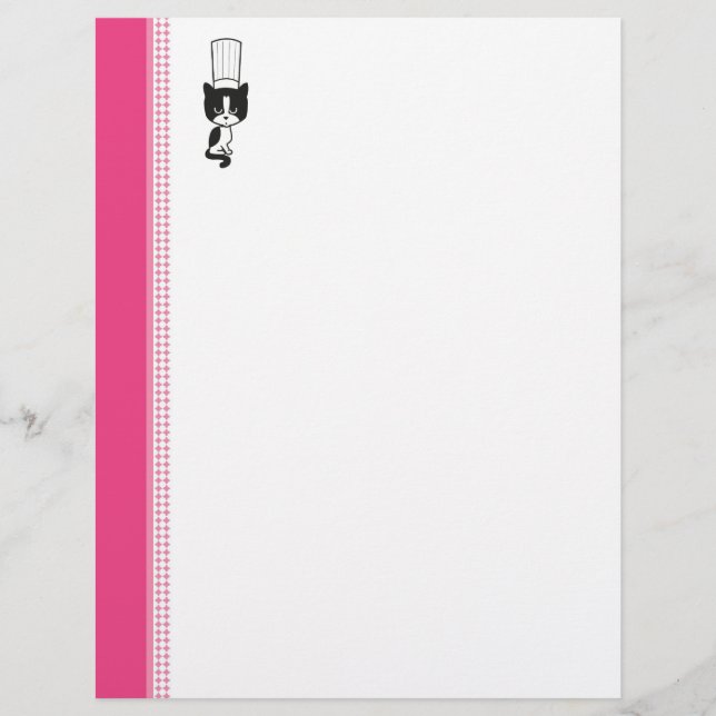 Chef's Kitty Recipe Page Illustrated - Unlined (Front)