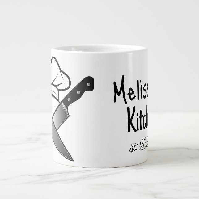 Chefs Knife And Hat Monogrammed Coffee Mug (Front)