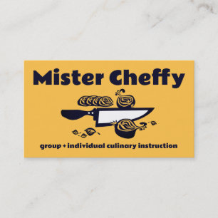 Chef's knife sliced onion chef cooking biz cards