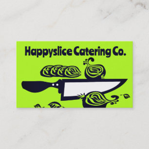 Chef's knife sliced onion chef cooking biz cards