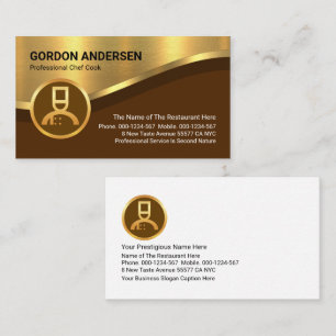 Chef's Luxurious Gold Curve Wave Lines Business Card
