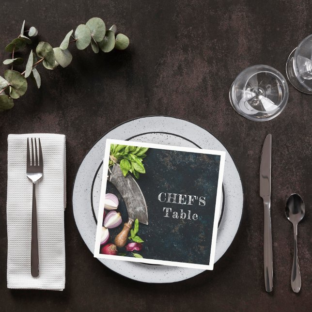 Chef's table rustic cooking food party napkin (Creator Uploaded)