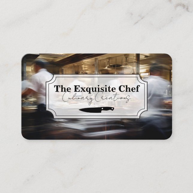 Chef's Working Fast in the Kitchen | Culinary Business Card (Front)