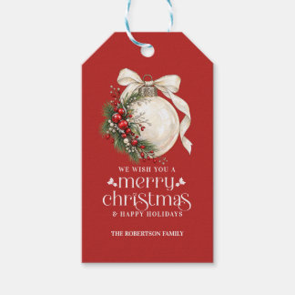 Cheistmas Ball & Holly Decoration Party Gift Tags