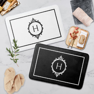 Chelsea Black and White Monogrammed Bath Mat