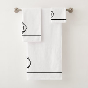 Chelsea Black and White Monogrammed Bath Towel Set