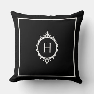 Chelsea Black and White Monogrammed Cushion