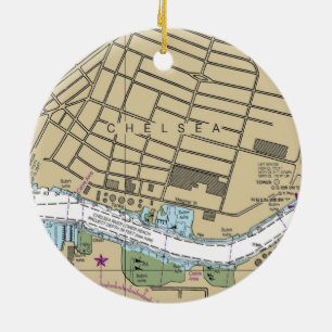 Chelsea Boston MA Nautical Chart Ceramic Tree Decoration