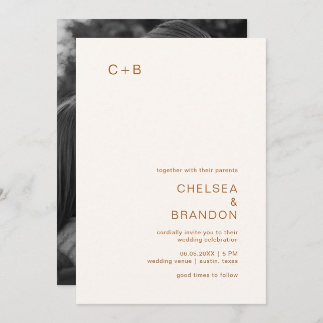 Chelsea Earthy Neutrals Modern Wedding Invitation (Front/Back)