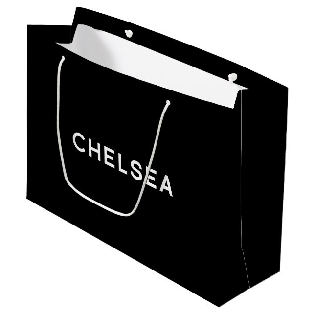 Chelsea Elegant Gift Bag in Black and White (Front Angled)