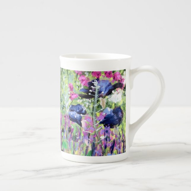 Chelsea flowers oil painting bone china mug (Right)
