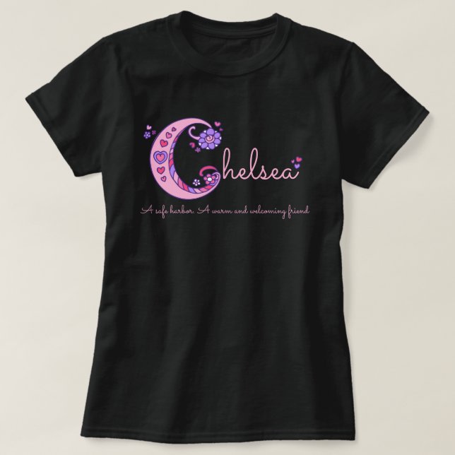 Chelsea girls name meaning C monogram hearts T-Shirt (Design Front)