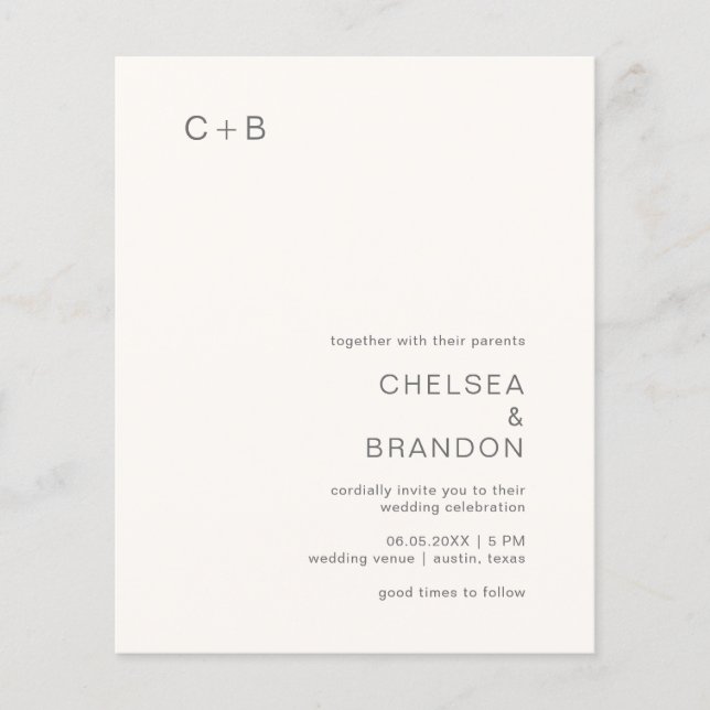 Chelsea Ivory Modern Wedding Invitation (Front)