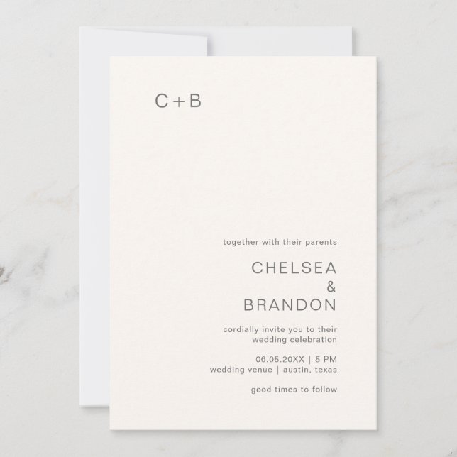 Chelsea Ivory Modern Wedding Invitation (Front)