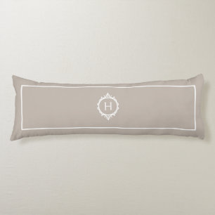 Chelsea Light Taupe and White Monogrammed Body Cushion