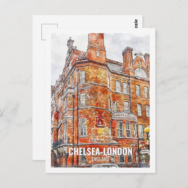 Chelsea London England Travel Place Watercolor Postcard (Front/Back)