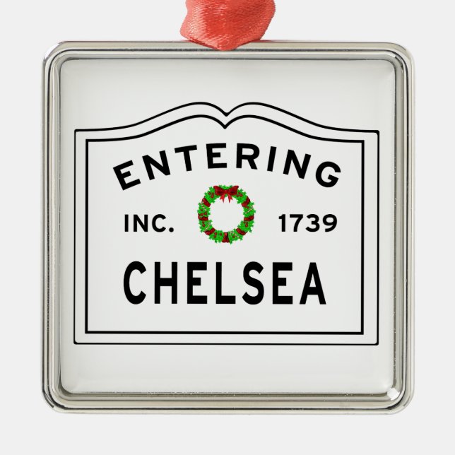 Chelsea, MA Holiday Wreath Metal Ornament (Front)