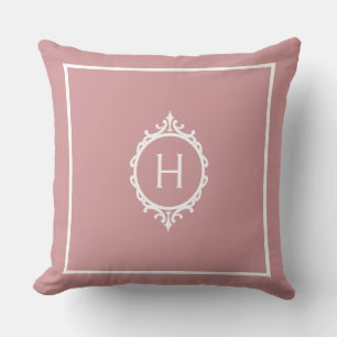 Chelsea Pink Blush and White Monogrammed Cushion